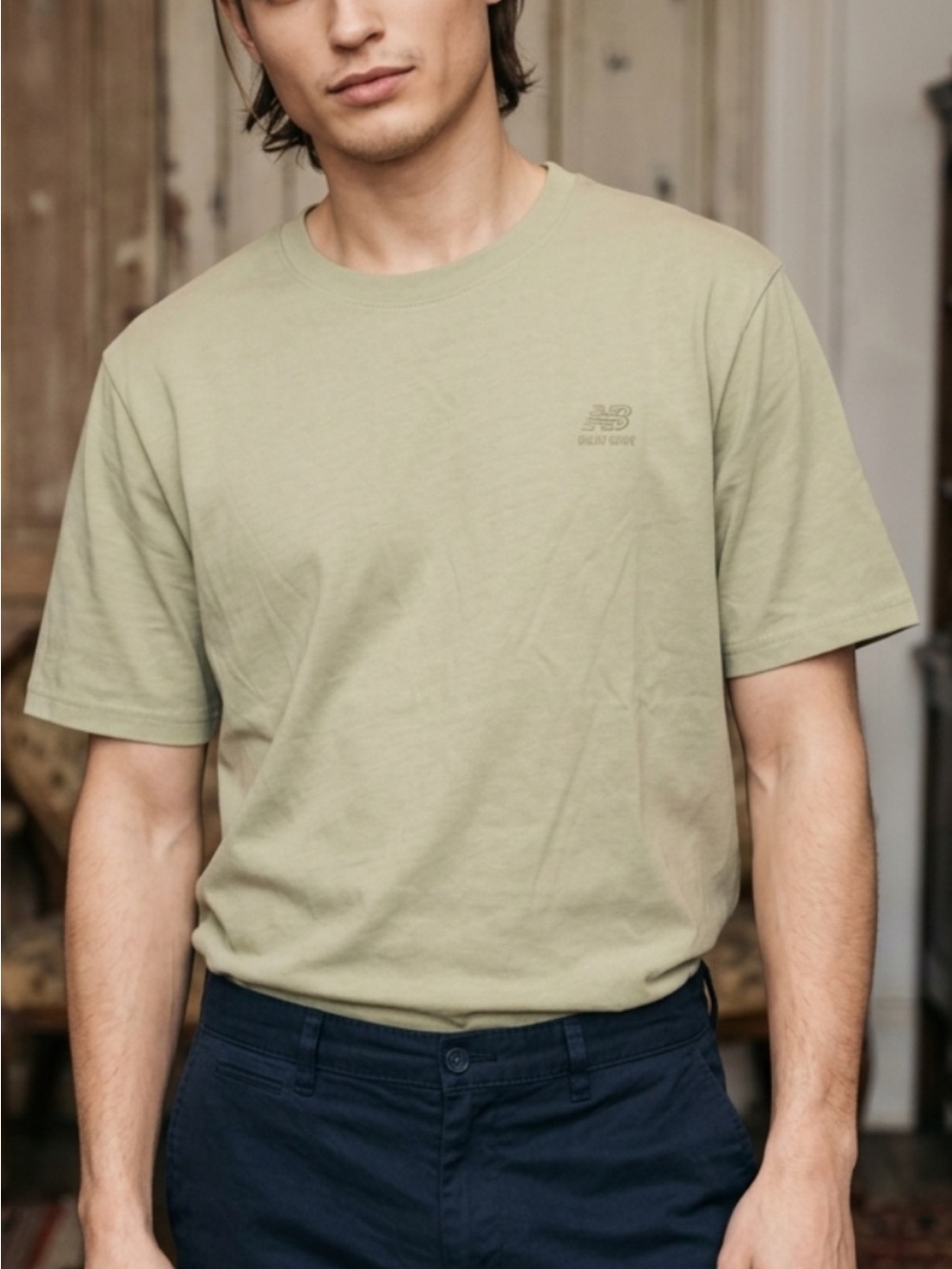 New Balance Short Sleeve Crewneck T-Shirt in Sage Green